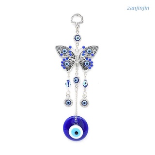zjj blue evil eye con mariposa coche decoración adorno protección de la suerte