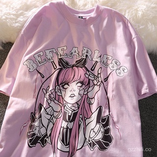 ❤Verano Goth mujer camiseta estética suelta mujeres T-shirt Punk oscuro Grunge Streetwear señoras gótico Top camisetas Harajuku ropa y2k iFFX