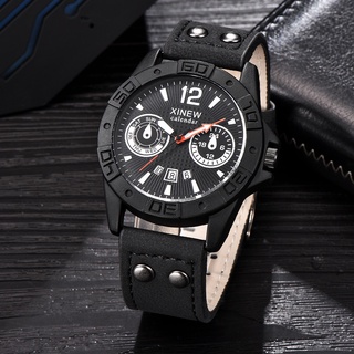Woxuyaobd reloj de pulsera de cuarzo analógico deportivo de cuero de acero inoxidable impermeable para hombre