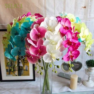 SELIC1 110cm Fake Flowers Silk Butterfly Orchid Artificial Flower Bouquet Office Party 11 Head Phalaenopsis Wedding Supplies Home Decor/Multicolor