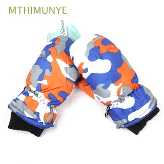 mthimunye guantes cómodos cálidos peludos espesar manoplas de esquí nieve snowboard a prueba de viento camuflaje verde al aire libre niños patinaje guantes/multicolor