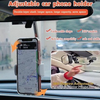 Soporte ajustable de 360 grados para teléfono de coche, espejo retrovisor, soporte para teléfono
