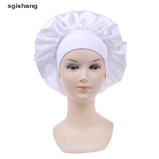 (hotsale) 58cm Solid Color Women Satin Bonnet Cap Night Sleep Hat Adjust Shower Caps {bigsale}