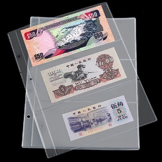 Quecaokahai 10X Note Pages Album Paper Money 3 Pockets Banknote Holders Storage Sleeves CO