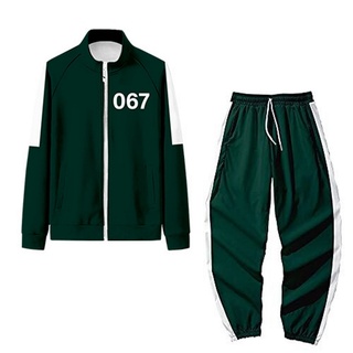 Nuevo TV calamar juego 067 traje Cosplay disfraz ropa deportiva más el tamaño de los hombres mujeres otoño chaquetas+pantalones (5)