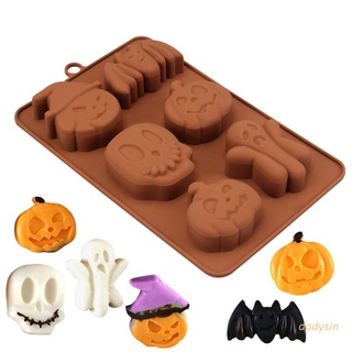 dodysin Silicone Halloween Pumpkin Candy Molds Cake Mould Mold Kitchen DIY Handmade Cookie Baking Mold for Bat Skull Ghost Shape