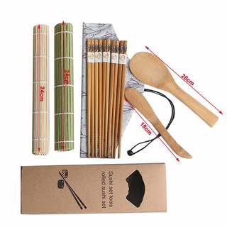 Sushi Making Kit De Bambú Estera Incluyendo Rodante Alfombrillas Palillos Paddle Y Spreader Principiante