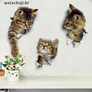 calcomanía 3d de pared estampada para gatos 3d para decoración de baño