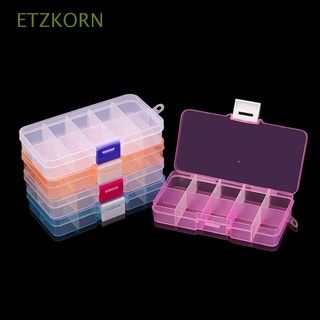 ETZKORN 5PCS Storage Box Portable Jewelry Tool Organizer Box 10 Slots Travel Colorful Jewlery Adjustable With Movable Dividers Plastic Tray