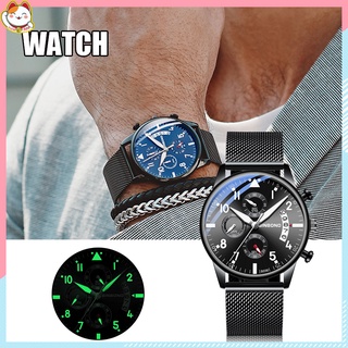 Reloj de cuarzo para hombre con correa de acero blanco luminoso Ultra-delgado tipo profundo impermeable moda reloj regalos para hombres