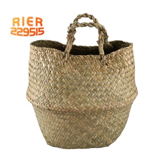 cesta tejida de pasto marino, cesta tejida de pasto marino para almacenamiento, lavandería, picnic, maceta y bolsa de playa