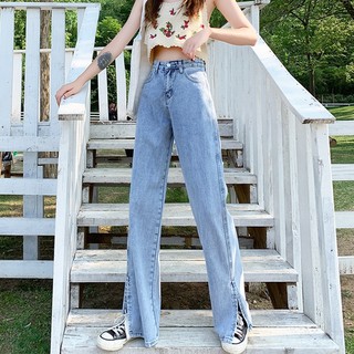 Casual cintura alta Jeans mujeres sueltos más el tamaño de la hendidura pantalones