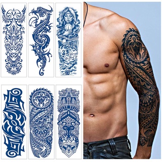 breues tatuajes grandes de larga duración pegatina segura falso tatuajes temporales tatuajes impermeables dragón diseño jugo tinta tribal tótem hombre manga completa cuerpo arte (5)