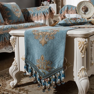europeo retro estilo corte camino de mesa de encaje hermoso colgante jacquard camino de mesa largo mantel armario toalla decorativa