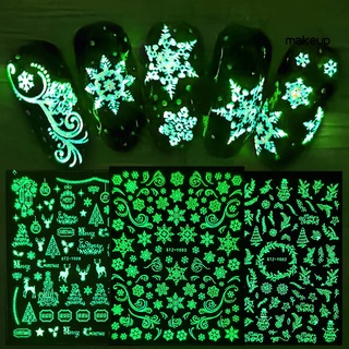 mk- 3 pzs calcomanías adhesivas luminosas de navidad copos de nieve/decoración de manicura (4)