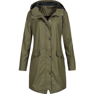 xyh mujeres sólido lluvia al aire libre más tamaño impermeable con capucha a prueba de viento chamarra larga abrigo