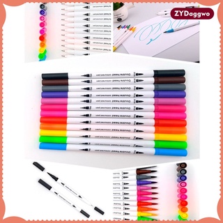 12 Colors Dual Tip Brush Pen Kit for Drawing Coloring Journal Hand Lettering (5)