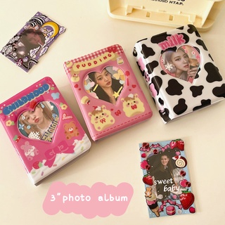 Mini 3 Inch Heart Photo Album with 20pcs Sleeves Bags Cute Pudding Bear Storage Card Bag Postcards Collect Photo Album Organizer (1)