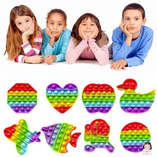 Rainbow Push Bubble Pops Fidget juguete sensorial para Autisim necesidades especiales Anti-estrés juego alivio del estrés Squish Pops It Fidget juguetes (5)