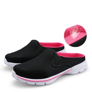 【MZ】 Mz Kasut Perempuan más tamaño (35-42) zapatillas cómodas de suela suave de las mujeres plana ligera antideslizante mulas zapatos de caminar