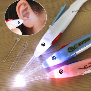 cococu fish earpick luz led removedor de cera de oreja herramienta de limpieza rápida segura limpiador indoloro