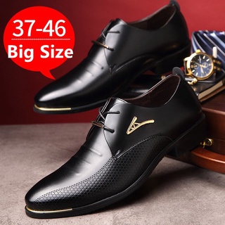 [Más el tamaño 37-46] hombres Casual zapatos de cuero de negocios zapatos formales kasut kasut kulit kasut kerja hitam