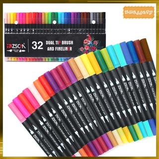32 colores arte base de agua pincel marcadores de doble punta de dibujo marcadores