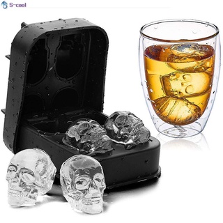 skull ice tray molde 3d silicona diy creativo hielo cráneo fabricante para navidad halloween whisky cócteles jugo