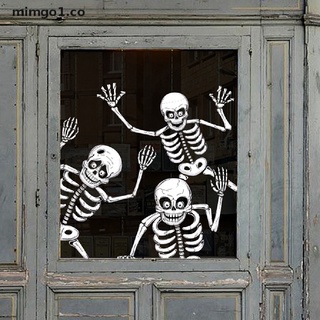 [mimgo1] pegatinas para ventana de halloween, puerta de cristal, calavera, araña, murciélago, horror, decoración de halloween [co]