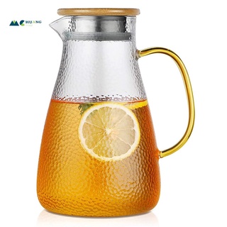 Jarra de vidrio de 60 OZ con tapa de acero inoxidable - jarra de agua con mango - buena jarra de vidrio para jugo casero (1)
