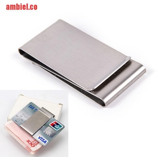 【ambiel】Two-Sided Stainless Steel Slim Pocket Money Clip Wallet Credit