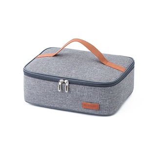 One aislado caja de almuerzo bolsa con asa doble cremallera portátil Mini enfriador cuadrado estilo plano térmico comida portador (3)