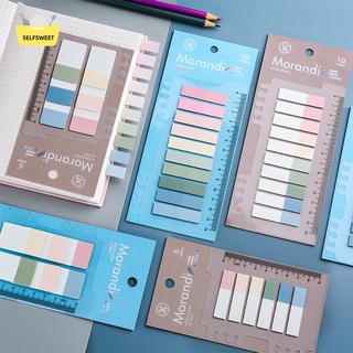 Morandi Color Index etiqueta pegatinas niñas diario decoración paginación notas adhesivas transparentes con regla aprendizaje oficina