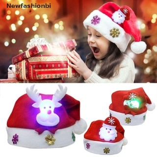 (newfashionbi) navidad adulto/niño led luz sombrero santa claus muñeco de nieve alce gorra decoración de navidad regalo en venta