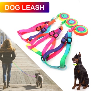 colorido arco iris de nailon para mascotas, collar de perro, correa para cinturón, pecho, duradero, cuerda, correa de plomo, 120 cm