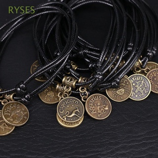 RYSES Ankle Chain Anklet Women Foot Jewelry 12 Constellations Barefoot Beach Men South Black Rope Personality Foot Chain