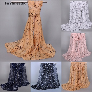 [firstmeethg] bufandas de moda para mujer nota musical impresión señoras suave gasa infinity bufanda nuevo caliente