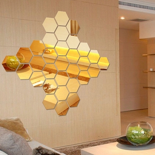 6 unids/Set 3D autoadhesivo hexágono espejo pegatina de pared/decoración de DIY acrílico pegatinas de pared arte decoración de la sala de estar (1)