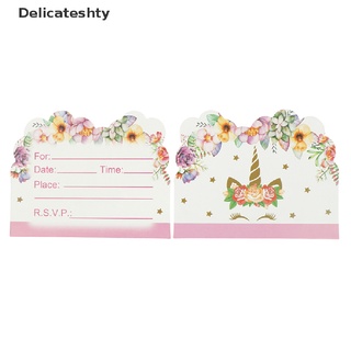 [delicado] 10pcs invitaciones tarjetas unicornio tarjetas niños cumpleaños boda fiesta invitaciones caliente