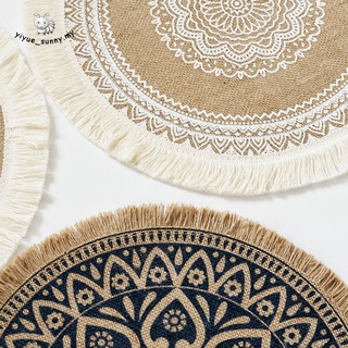 alfombrillas de mesa tejidas nórdicas marroquíes, cuencos y platos, manteles de aislamiento térmico grueso de algodón y lino, manteles de estilo ins yue