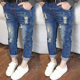niñas moda denim pantalones largos estilo jeans
