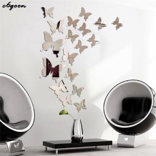 CG 12 Unids/Lote 3D Mariposa Espejo Adhesivo De Pared Arte Extraíble Decoración De Boda Niños La Habitación (3)