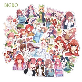 BIGBO 50Pcs Stationery Sticker Anime Decorative Sticker Nakano Miku Diary Scrapbooking Gotoubun No Hanayome For Laptop Luggage Quintessential Label Stickers Desk Girl Anime Stickers
