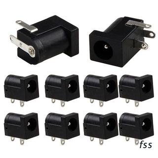 fss. 10pcs 5.5 x 2.1mm DC Power Supply Socket Female Jack Plug Port Connector Black