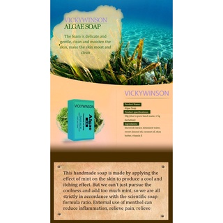 Jabón hecho a mano de algas 50g Acné Hidratante Ácido Hialurónico Limpieza profunda (2)