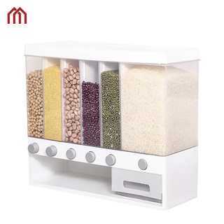 MIWUNA Rice Storage Container 6 Compartments Large Cereal Dry Food Storage Box Automatic Rice Dispenser Grain Storage Bin BPA Free Airtight Food Storage Containers for Flour/Cereal//Rice/Nuts/Snacks