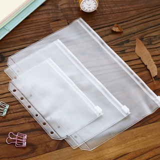 A5/A6 transparente PVC impermeable bolsa de almacenamiento con cremallera bolsa de almacenamiento de 6 agujeros cuaderno planificador Acessories