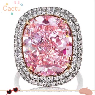 Cactu anillo de zafiro rosa de plata 925 de plata simulación diamante compromiso aniversario joyería tamaño 5-11 boda