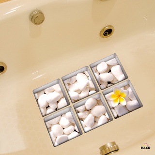 6 unids/set moderno 3D piedras baño impermeable bañera pegatinas autoadhesivas decoración DIY antideslizante pegatinas