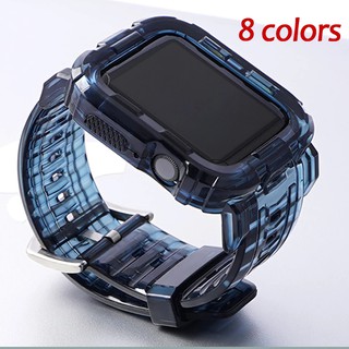 Correa de silicona transparente suave para apple watch 6 5 4 3 2 1 caso+correa para iwatch 40 mm 42 mm 38 mm banda para apple watch